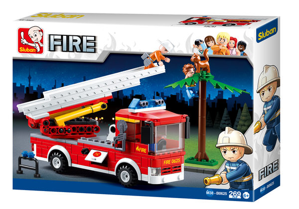 Fire Truck w/ Aerial Ladder Building Brick Kit (269 Pcs)