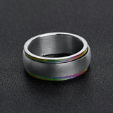Rainbow Edge Stainless Steel Polished Spinner Center Ring