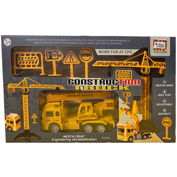 Construction Vehicle Set with Sign Accessories