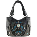 Western Concho Black Floral Tote Purse for Women