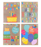 Happy Birthday Bag - glitter accents, assort 4 styles