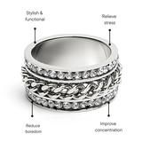 CZ Eternity With Chain Center Stainless Steel Spinner Ring