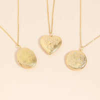 18K Gold PVD Stainless Steel Round Floral Textured Locket