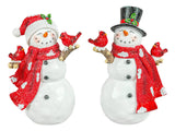 Christmas Cardinal Friend Frosted Snowman 7" Stander 2 Ast