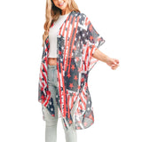 Americana Flag Mix Printed Light Weight Kimono