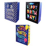 Happy Birthday Gift Bags – Foil Accents, 3 Assorted Designs