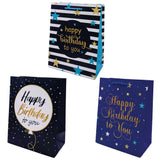 Happy Birthday Gift Bag - dark color with patterns