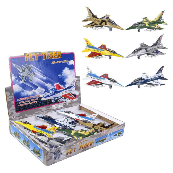 7" F-16 Diecast Jet 6Pc/Display