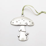 Artist Made Pewter Mushroom Ornament - Made in USA