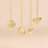 18K Gold PVD Stainless Steel Round Floral Textured Locket