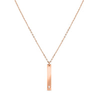 Stainless Steel Vertical Cross Cutout Bar Necklace