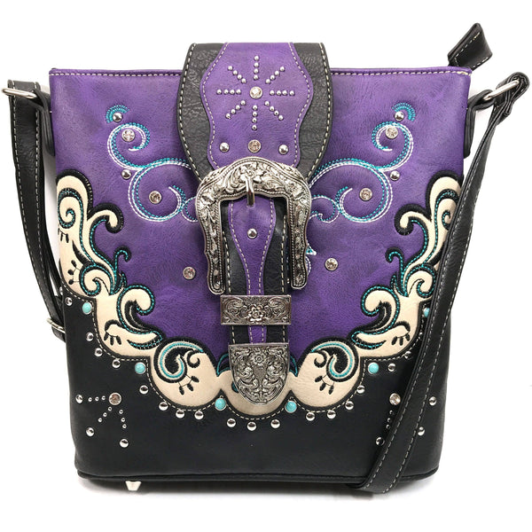 Buckle Purple Western Messenger Purse