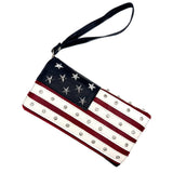 USA Flag Studded Stars Rhinestone Wallet