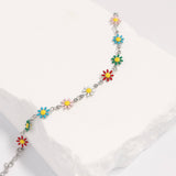 18K Gold PVD Multi Colored Floral Chain Bracelet
