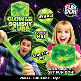 Fun Doh Glow in the Dark Squishy Sparkle Cube - 12/Display