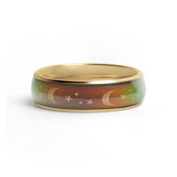 18k Gold PVD Coated Mood Band With Stars And Moons Stainless