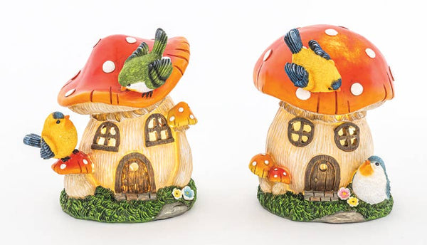 Feathered Friends Mushroom House w LED 2 Ast