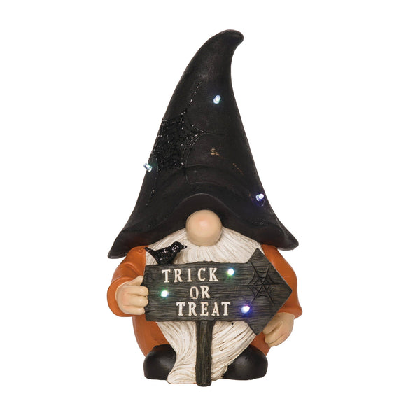 Resin 13.5" Halloween Light Up Spooky Gnome Decor