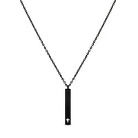 Stainless Steel Vertical Cross Cutout Bar Necklace