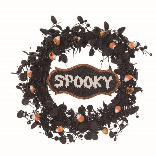 Floral Candy Corn Spooky Wreath