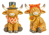 Sunflower Fall Highland Cow 15" Sitter 2 Ast