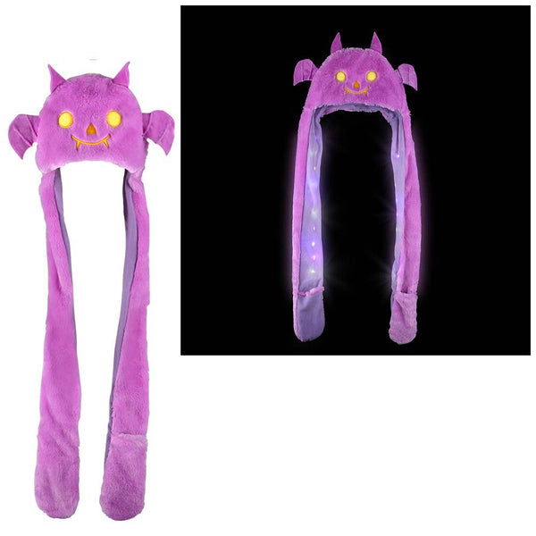 LIGHT-UP BAT PLUSH HOODIE SCARF HAT 35"