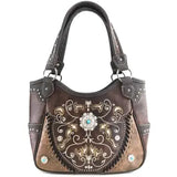 Western Concho Brown Floral Tote Purse for Women