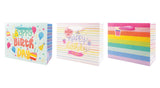 Happy Birthday Gift Bags – Foil Accents, 3 Assorted Designs