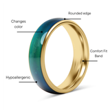 18k Gold PVD Coated Mood Band Stainless Steel Ring