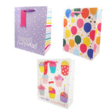 Happy Birthday Gift Bags – Foil Accents, 3 Assorted Designs