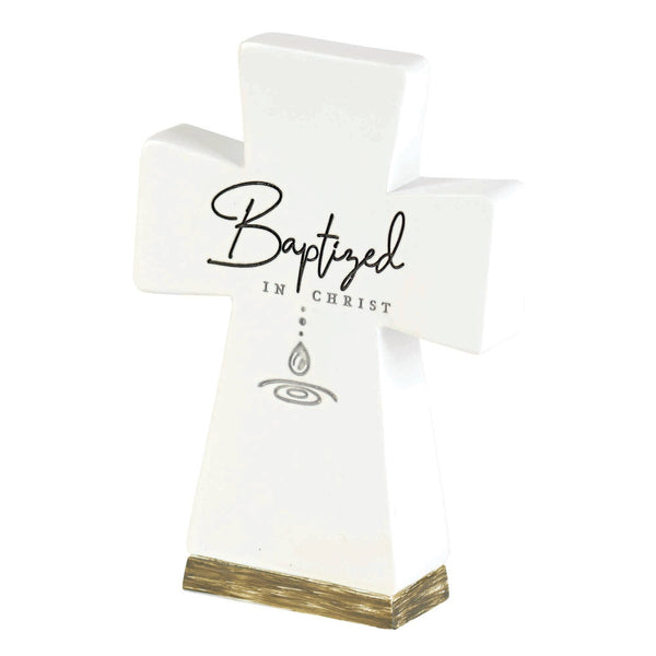 Tabletop Cross Baptized In Christ Resin