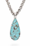 Stone Teardrop Pendant Rope Chain Western Necklace Set