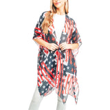 Americana Flag Mix Printed Light Weight Kimono