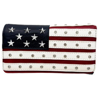 USA Flag Studded Stars Rhinestone Wallet