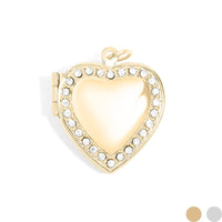 18K Gold PVD Stainless Steel Heart Locket with Stones