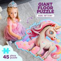 Jumbo Shimmery 45-Piece Unicorn Floor Puzzle for Kids