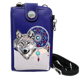 Wolf Tribal Dream Catcher Crossbody Western Phone Wallet: Red