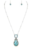 Genuine Stone Pendant Necklace Set
