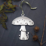 Artist Made Pewter Mushroom Ornament - Made in USA