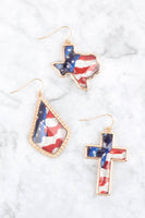 Kite Shape Epoxy Metal Patriot Earring