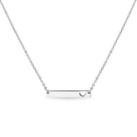 Cutout Heart Bar Polished Stainless Steel Necklace: Black