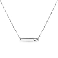 Cutout Heart Bar Polished Stainless Steel Necklace: Stainless
