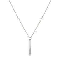 Stainless Steel Vertical Cross Cutout Bar Necklace