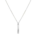 Stainless Steel Vertical Cross Cutout Bar Necklace