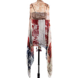 Grunged American Flag Vest Shawl
