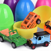 12 PCs Easter Eggs Prefilled with Die-cast Cars Toy Vehicles