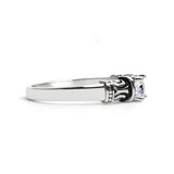 CZ Center With Decorative Accents Stainless Steel Ring