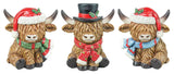 HOLIDAY HIGHLAND COW TABLETOP 3 AST