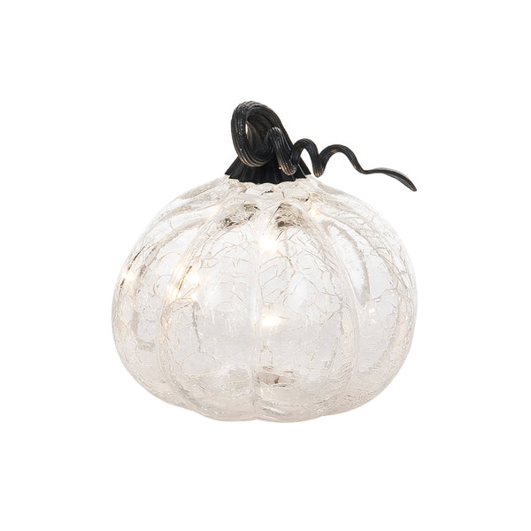 Medium Light Up Glass Iridescent Pumpkin