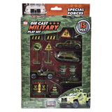 15Pc Diecast Military Play Set